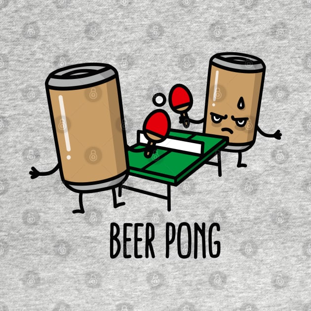 Beer pong cartoon ping pong table tennis beer can by LaundryFactory